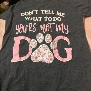 Gildan Gray and Pink Dog Paw Print T-Shirt